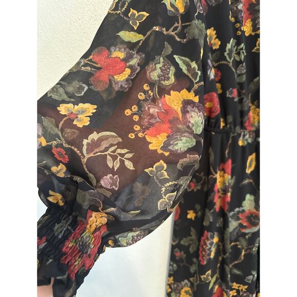 Madison Tara Dress 6 Sheer Fall Floral Lined Handkerchief Hem Fairy Whimsigoth - Picture 8 of 16